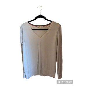 Boden White Lightweight V-Neck Sweater. Sz.L